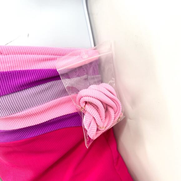 BEACH RIOT Jessa Bandeau One Piece Swimsuit Medium Pink Raspberry Colorblock NWT - Picture 8 of 12